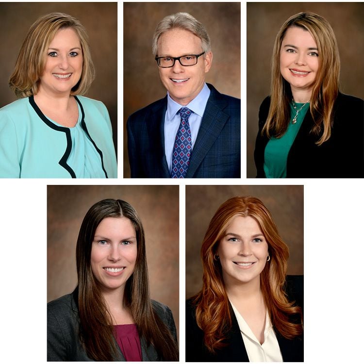 Professional head shots of attorneys Carla P. Aldarelli, John Geaney, Anne Hammill-Pasqua, Maura Burk, and Alexis Rose